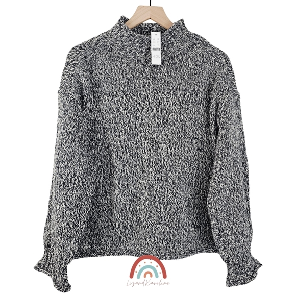 New! J. Crew Marled 2025 Rollneck Sweater in Black Carbon Ivory - Picture 4 of 12